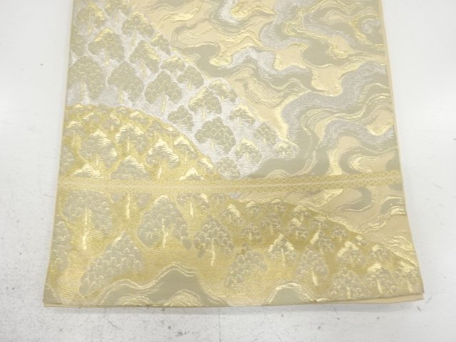  アンティーク　遠山に霞模様織り出し袋帯（材料）